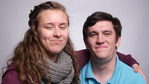 Portrait of couple on white background