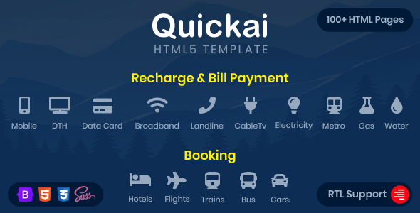 Good Quickai - Recharge & Bill Payment, Booking HTML5 Template
