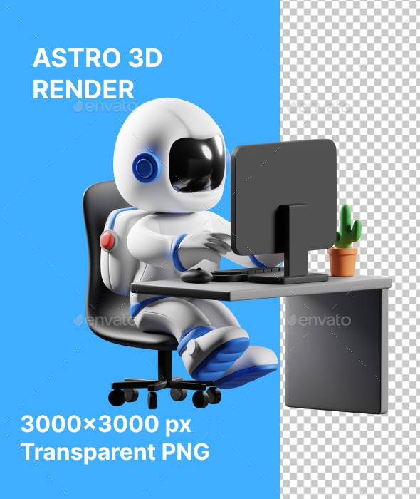 Astro Working 3D Illustration