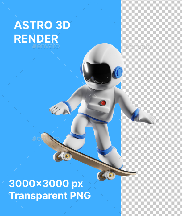 Astro Skate 3D Illustration
