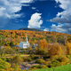 Iconic New England church in Stowe town at autumn - PhotoDune Item for Sale