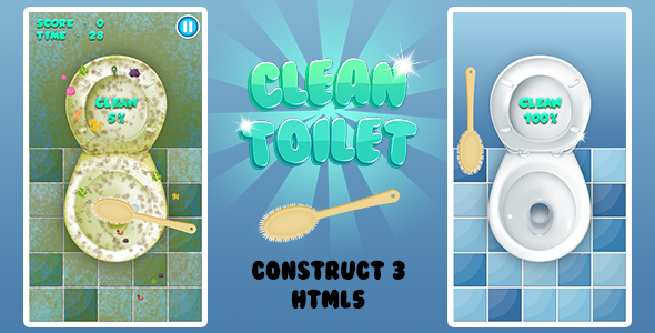 Clean Toilet Game (Construct 3 | C3P | HTML5) Clean The Toilet Faster