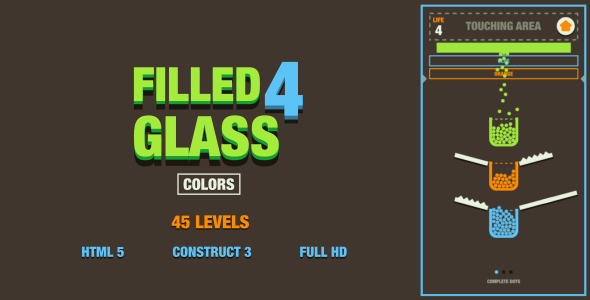 Filled Glass 4 Colors - HTML5 Game (Construct3)
