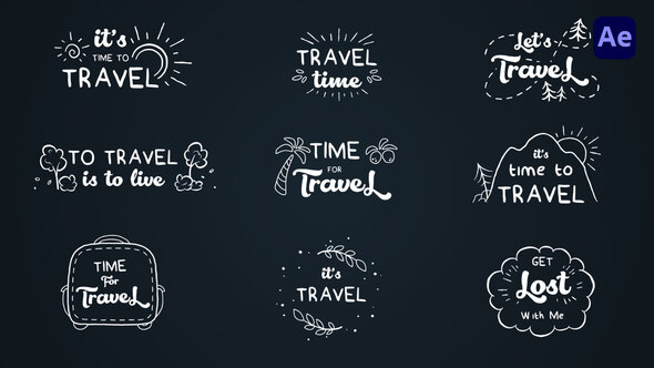 Travel cartoon text logo animations [After Effects]