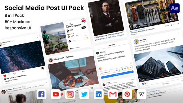 Social Media Post UI Pack - 8 in 1