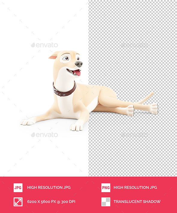 3D Cartoon Dog Lying on the Floor