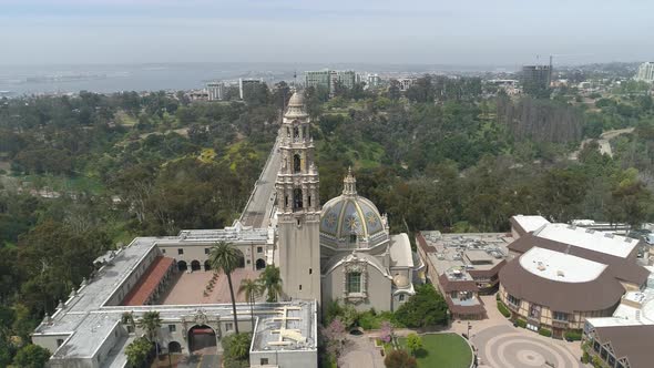 Aerial of California Tower and Museum of Man alt