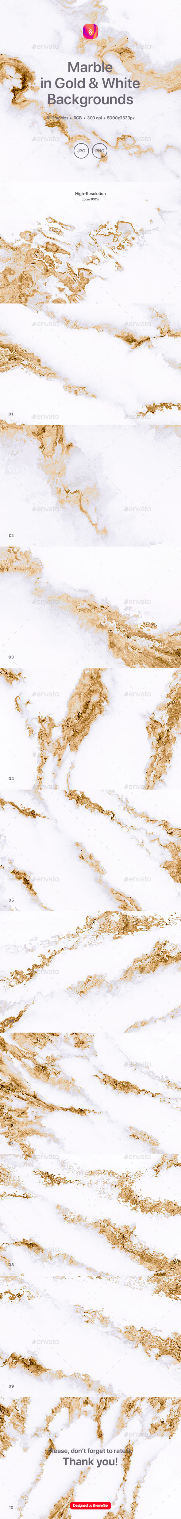 Gold and White Marble Textures