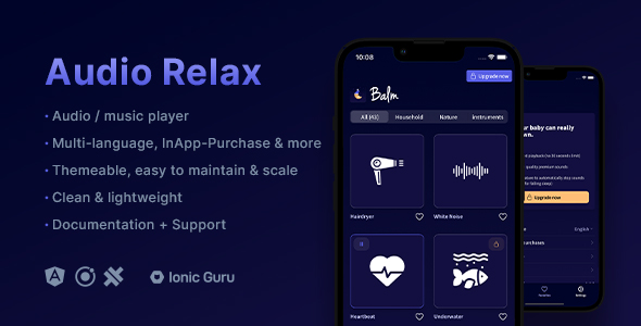 Audio Relax - Player - Multi-Language - InApp Purchase | Mobile App Template | Ionic 7 | Capacitor 5