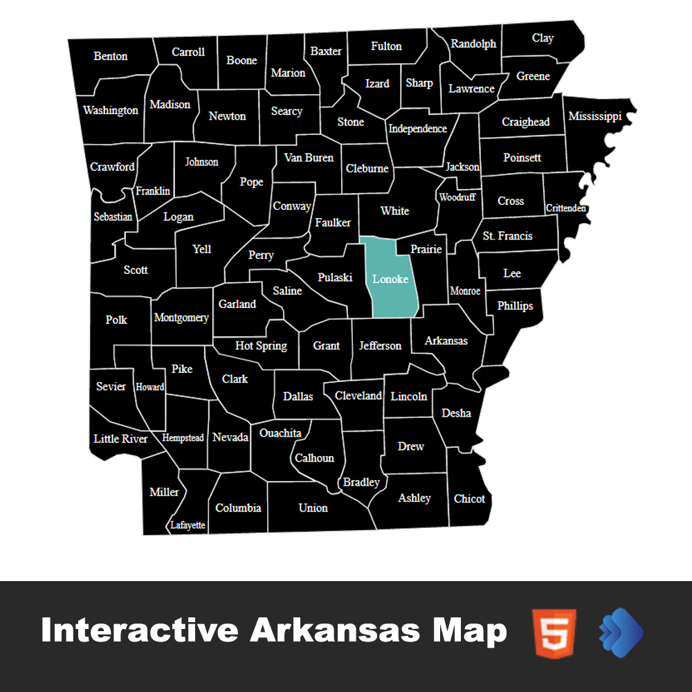 Interactive Arkansas Map by freelancertajulrasel | CodeCanyon