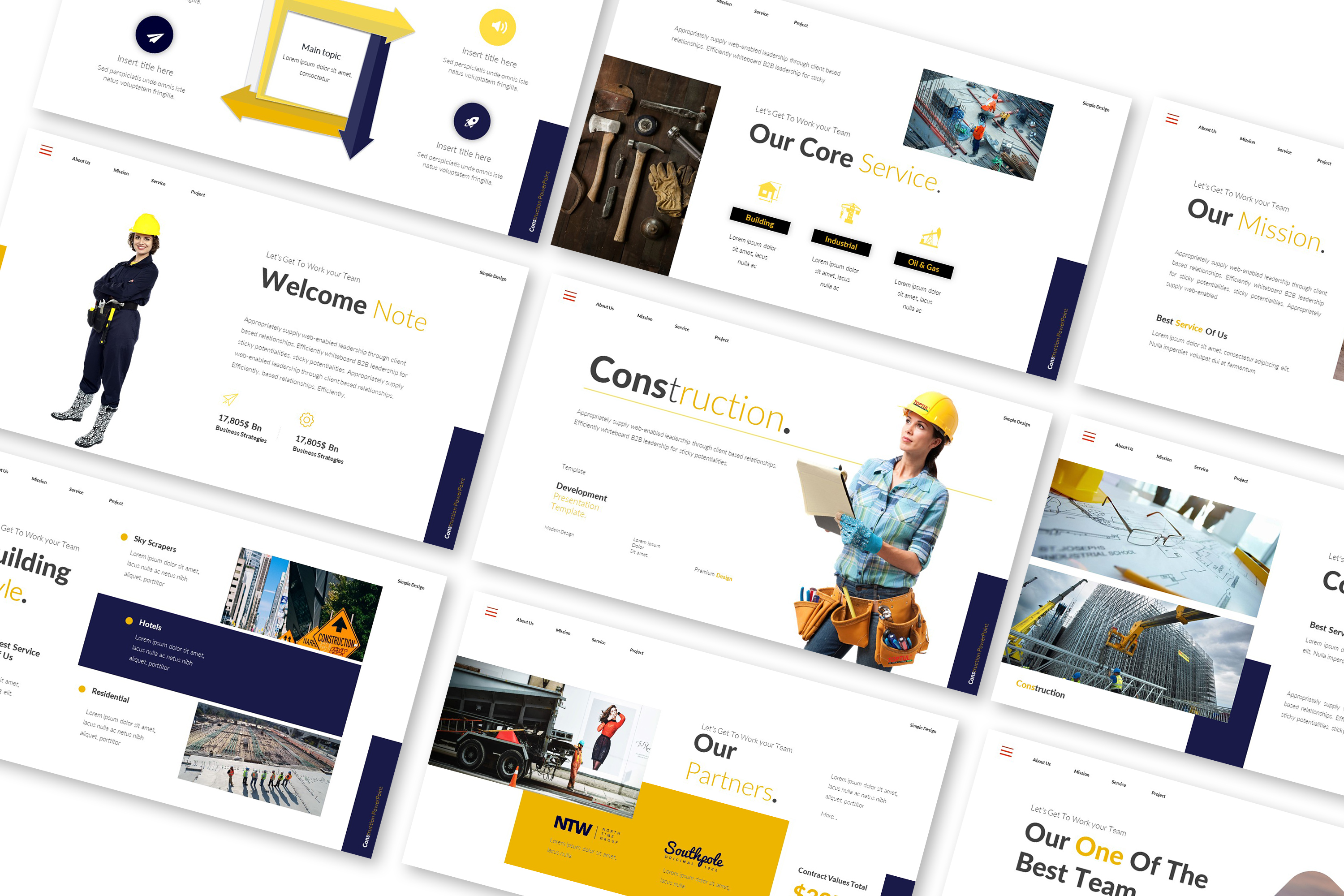 Construction Presentation Powerpoint Template, Presentation Templates