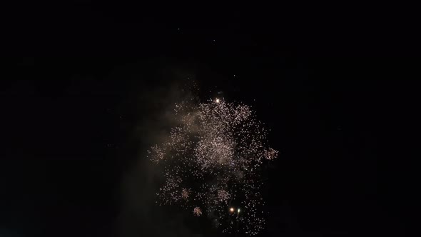 Beautiful Colorful Holiday Fireworks on the Black Sky. alt