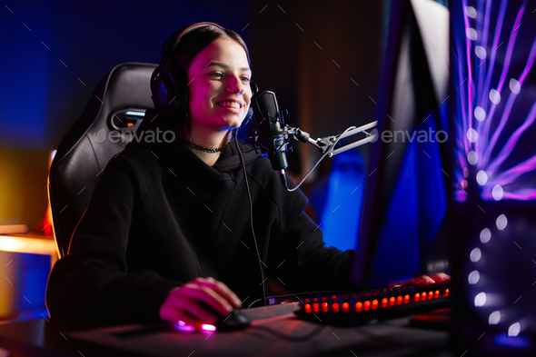 Female Gamer Streaming Live - Stock Photo - Images