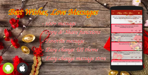 Flutter Best Wishes, Love Messages SMS App Template (Android, iOS)