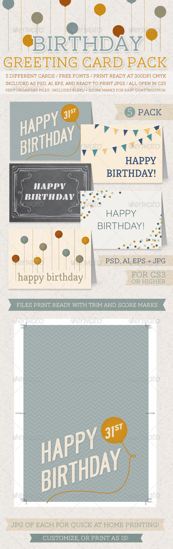 Birthday Greeting Card Pack - Birthday Greeting Cards