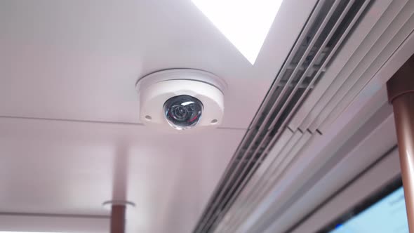 Closeup of Webcamera on the Metro Car Ceiling