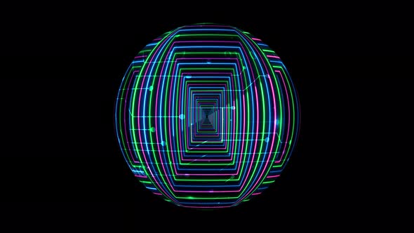 Neon line globe movement animation. Vd 1833