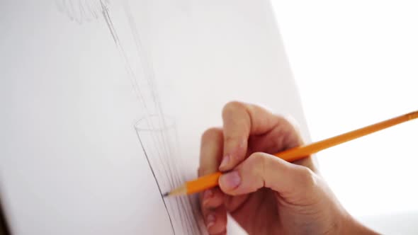 Artist with Pencil Drawing Still Life on Paper alt