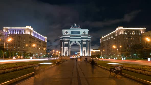 Triumphal Arch at Night in Moscow
