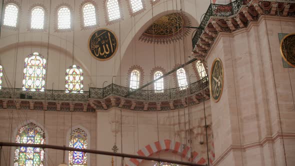 Suleymaniye Mosque Interior with Stained Glass Paintings alt