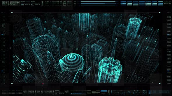 Futuristic HUD Holographic Digital City alt