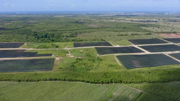 Aerial View Of Newly Constructed El Soco Photovoltaic Park In San Pedro De Macoris, Dominican Republ alt