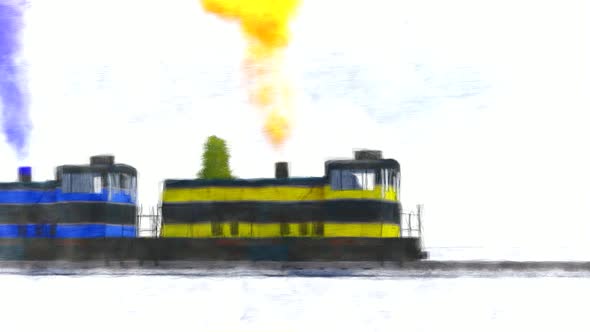 Colorful Smoky Freight Train Stop Motion