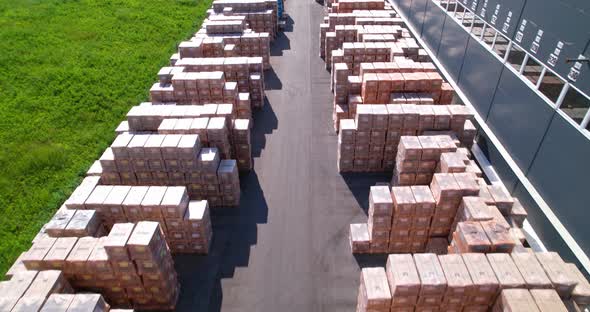 Packed Goods on a Pallet Under the Open Sky