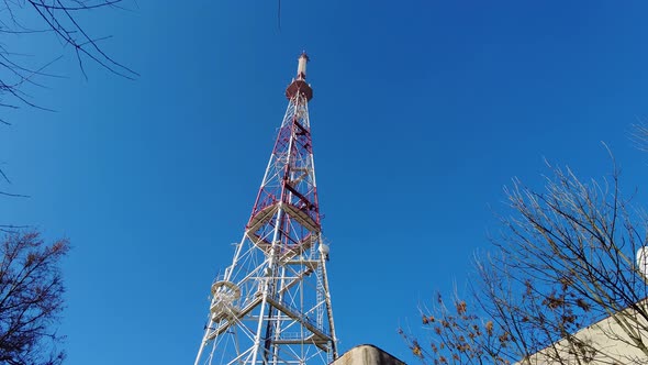 TV Tower. Tower with Antennas for Cellular Phone Communication Lviv, Ukraine