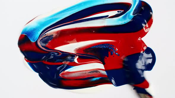 Artist Mixing Ingredients Red and Blue Watercolor Using Palette Knife and Pigments on White alt