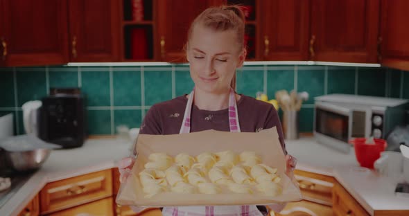 Freshly Made Croissants on Table in Kitchen alt