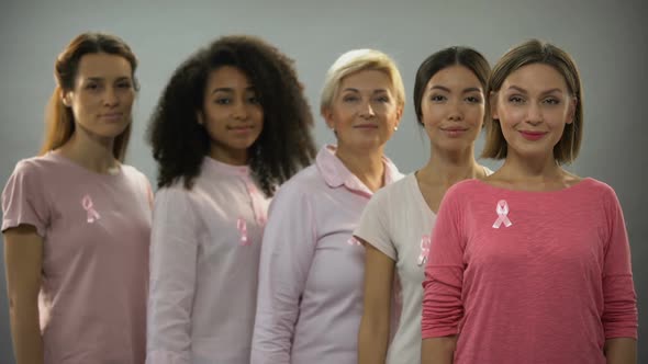 Group of Women Wearing Pink Clothes and Ribbons alt