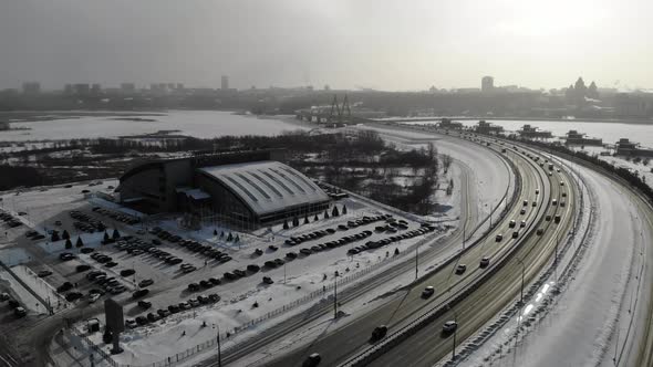 Aerial Millennium Bridge Kazan Tatarstan Russia alt