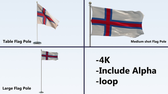 Faroe Island Flag Pole Pack 4k-Loop alt