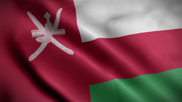 Oman Flag Closeup Blowing In Wind alt