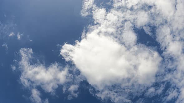 Time lapse, timelapse video of clear blue sky white fluffy clouds