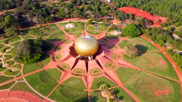 Arial View of Auroville. Auroville is an experimental township in Viluppuram district mostly in the alt