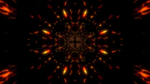 Fractal Glowing Fire Particles Tunnel 4K Loop alt