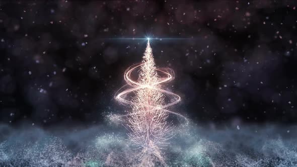 Animated Orange Christmas Fir Tree Star background bokeh snowfall HD resolution