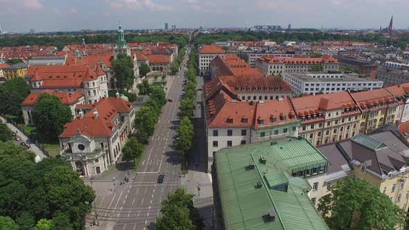 Aerial of Prinzregentenstrasse and buildings