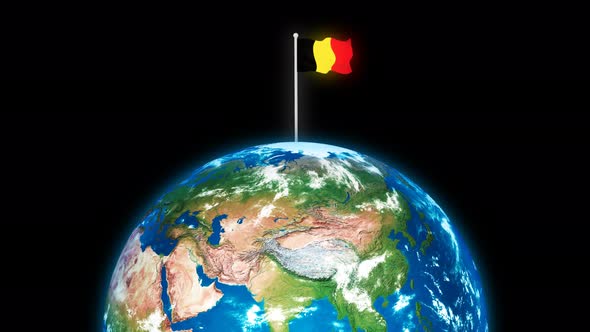 Belgium Flying Flag On The 3d Rotated Planet Earth alt