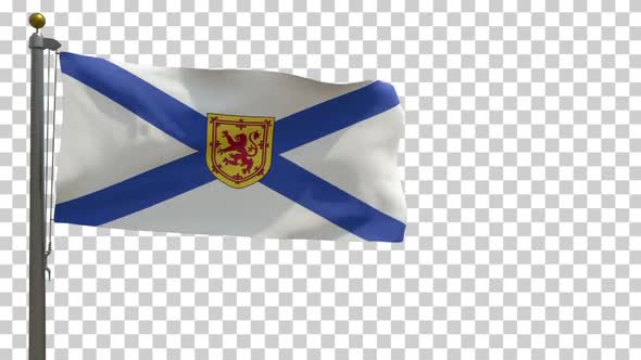Nova Scotia Flag (Canada) on Flagpole with Alpha Channel - 4K alt