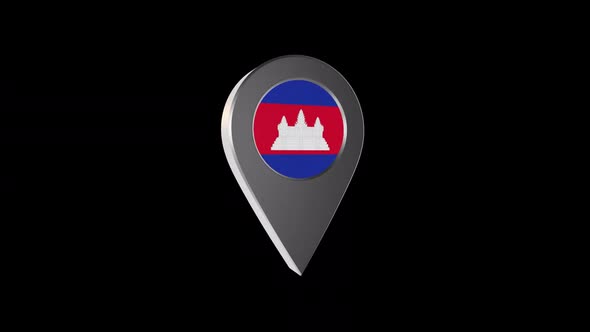 3d Animation Map Navigation Pointer With Cambodia Flag With Alpha Channel  - 2K alt