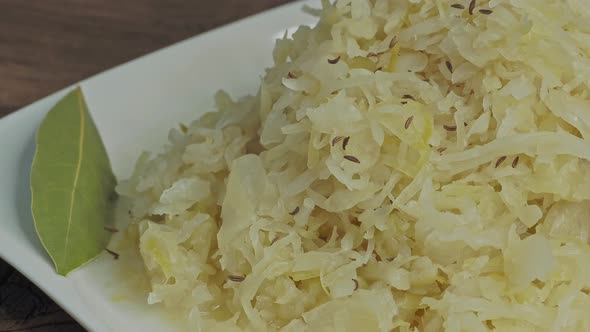 Fermented cabbage. Vegan food. Sauerkraut. Healthy eating concept