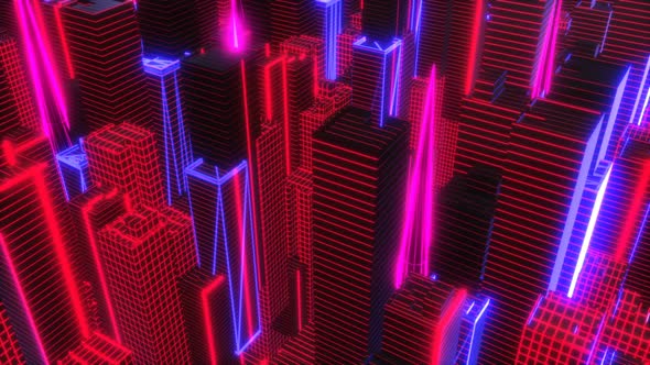  4k Neon low poly citiscape