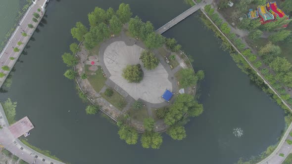 Aerial view of a small island alt