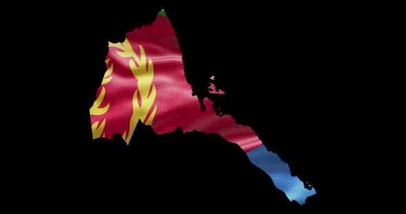 Eritrea national flag background with country shape outline. Alpha channel animation alt