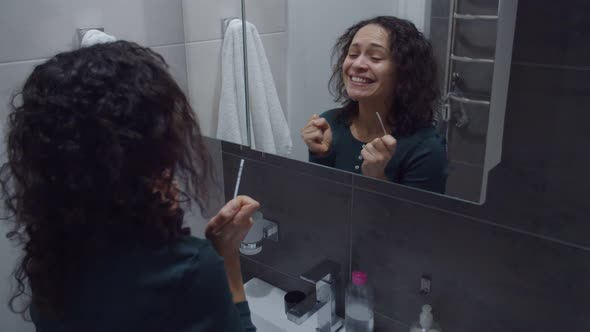 Cheerful Adult Woman Having Positive Positive Pregnancy Test Result alt