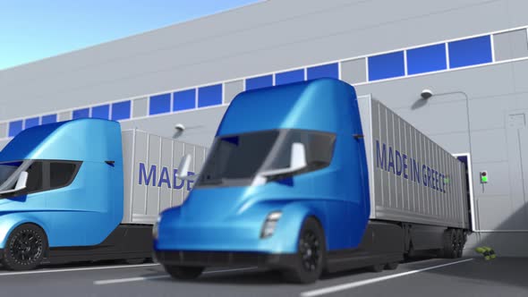 Semi-trailer Trucks with MADE IN GREECE Text alt