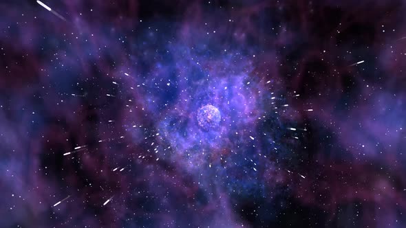 Blue Nebula Shpere Hyper Space Moving Background